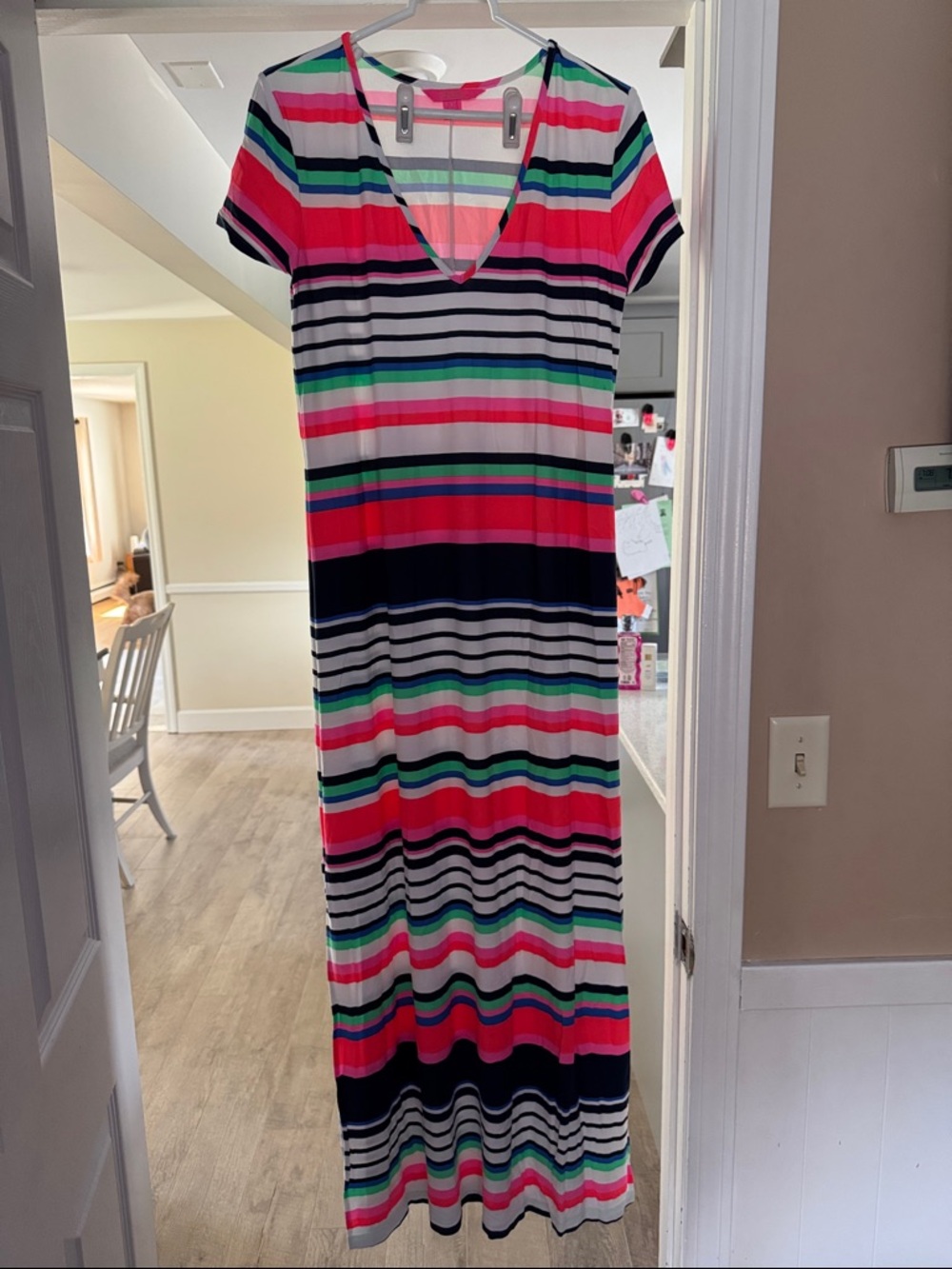 Lilly Pulitzer Striped V-Neck Maxi Dress - Pink, Navy, Aqua, White
